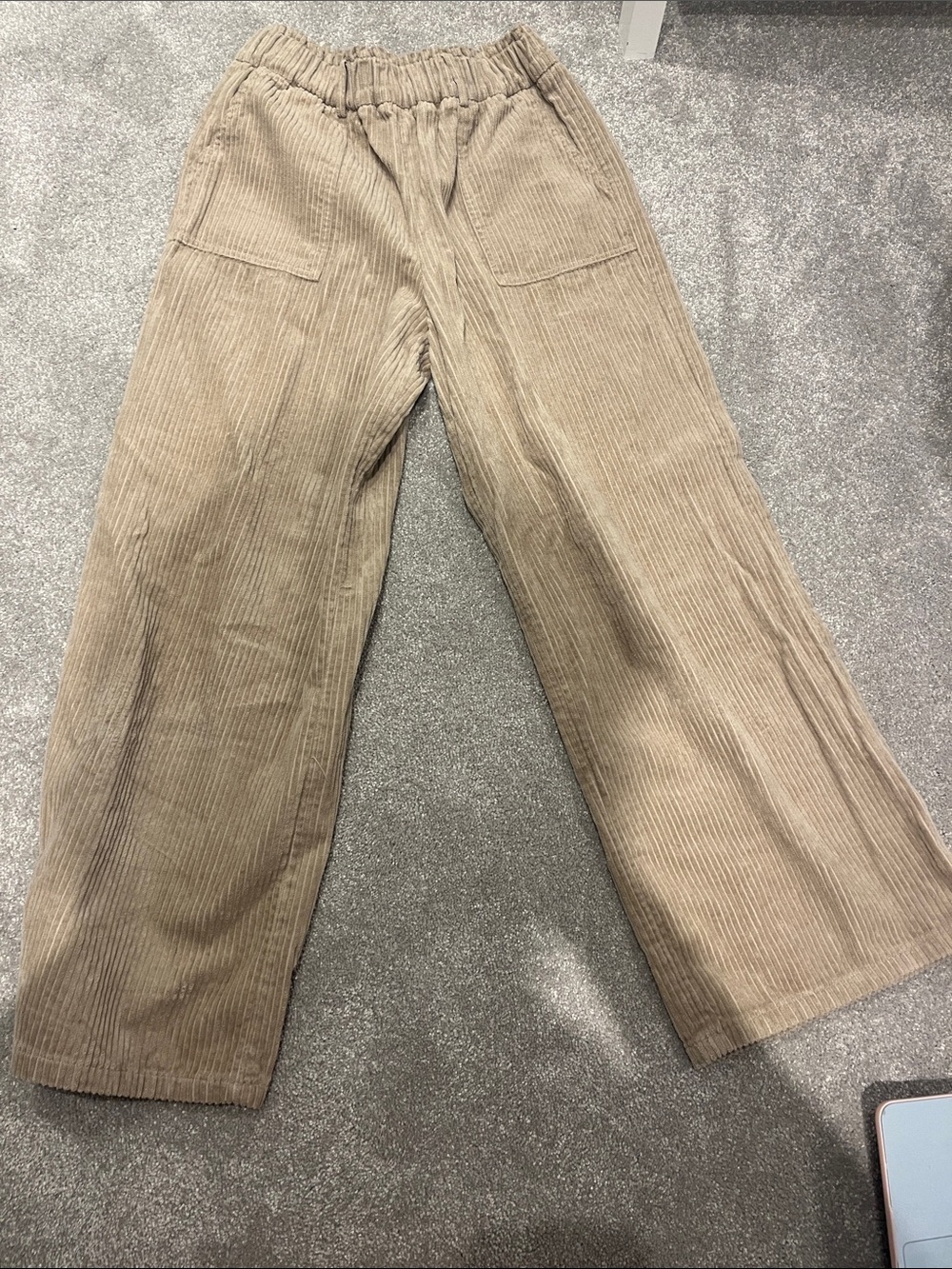 Mango Girls Wide-Leg Corduroy Pants in Light Brown